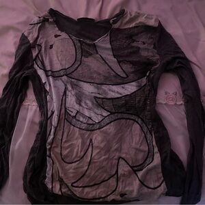 Zara Artistic Gray and Black Kids Long Sleeve Tee